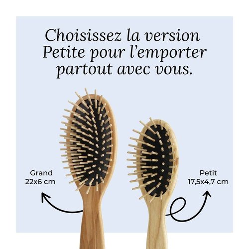 TEK – Small Oval Wooden Hair Brush with Short Rounded Pins in Natural Ash Wood, Handmade in Italy – Ideal for Styling and Detangling Fine or Delicate Hair – Compact and Travel-Friendly
