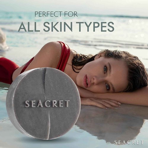 SEACRET MUD SOAP BAR: All-Natural Black Mud Bar Soap, Enriched with Guinness Kernel Oil, Witch Hazel & Sea Salt for Cleaning, Exfoliating, Detoxifying Face & Body, Normal to Oily Skin, 3 Pack, 4.4 Oz