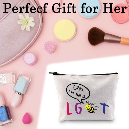 BLUPARK Funny LGBT Gift Gay Pride Bee Makeup Bag OMG I'm The LGBT Cosmetic Bag (I'M THE B)