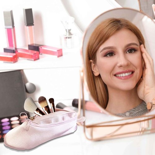 PWQEIONC Ballet Shoe Makeup Bag, Small Cosmetic Bag for Trip Portable Cosmetic Travel Bag, Ballet Dance Shoe Makeup Bag Gifts for Women Girl Dancer Lover (Pale Pink)