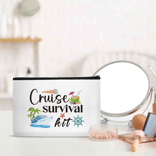 Papiailove Cruise Makeup Bag Gifts - 4Pcs Cruise Ship Essentials Cruise Survival Kit Bags Cruise Cosmetic Bag for Women Girl Best Friend Travel Beach Accessories