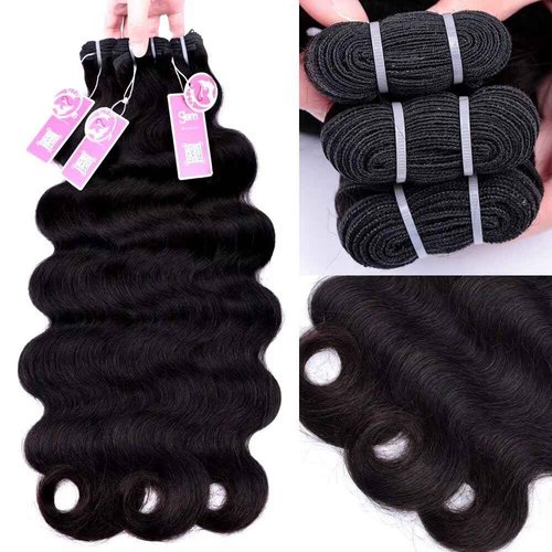 MSGEM 15A Body Wave Bundles Human Hair Brazilian Body Wave Human Hair Weave 1 bundle 18 Inch 100% Unprocessed Virgin Human Hair Extensions for Black Women Natural Color