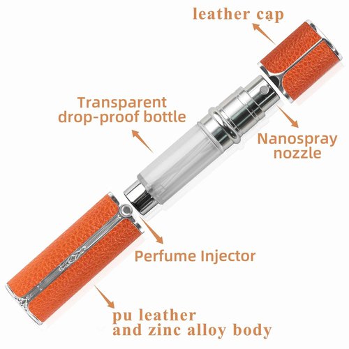 muilsae AF01PE Leather Perfume atomiser, 5ml Bottom Fill Travel Perfume Bottle, Refillable Perfume Dispenser for Women & Men (Purple 5ml)