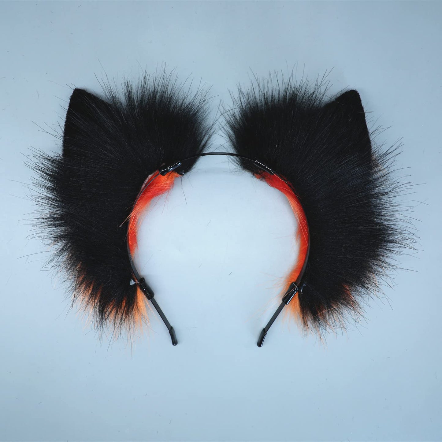 Cosplay Fluffy Orange Animal Fox Wolf Cat Dog Ears Headband Hairband Hair Hoop Halloween Costume Party Headpiece Headwear Hair Accessories G Black