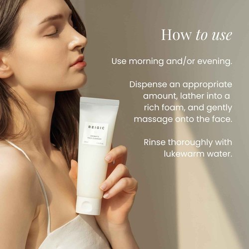 BEIGIC Aromatic Face Cleanser - Gentle Foaming Vegan Face Wash with Hyaluronic Acid & Micellar Water for sensitive skin (4.39 fl oz)