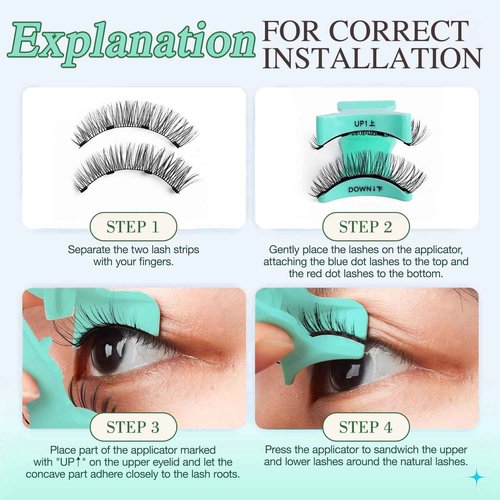 YOYfinee Magnetic Eyelashes with Applicator, Reusable Comfortable Magnetic Eyelashes, No Glue No Eyeliner Needed, Soft Magnets False Eyelashes, Easy to Wear(Z1)