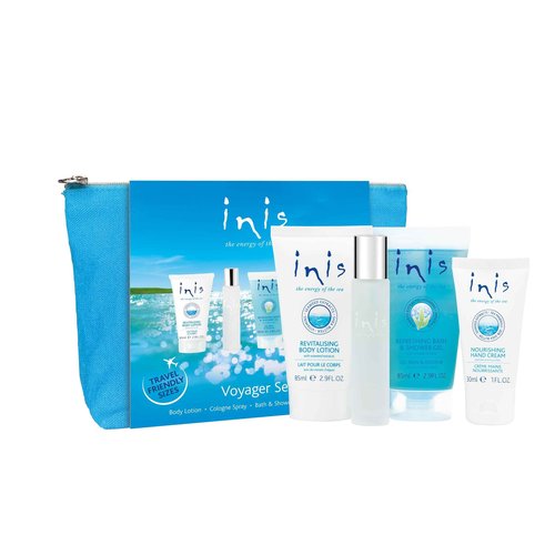 Inis the Energy of the Sea Voyager Gift Set - Travel Size Toiletries for Women and Men - Body Wash - Body Lotion - Hand Cream - Ocean Fresh Unisex Cologne
