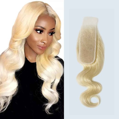 2x6 Blonde Closure Transparent Lcae Brazilian Virgin Remy Hair 10a Middle Part 613 2x6 Lace Closure Body Wave 100% Unprocessed With Baby Hair 12 Inch