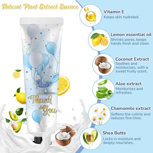 Swiffen 24 Sets Baby Shower Hand Cream Bulk Blue Elephant Shower Favors Bridal Thank You Appreciation Hand Cream for Guests Travel Size Lotion with Organza Bags