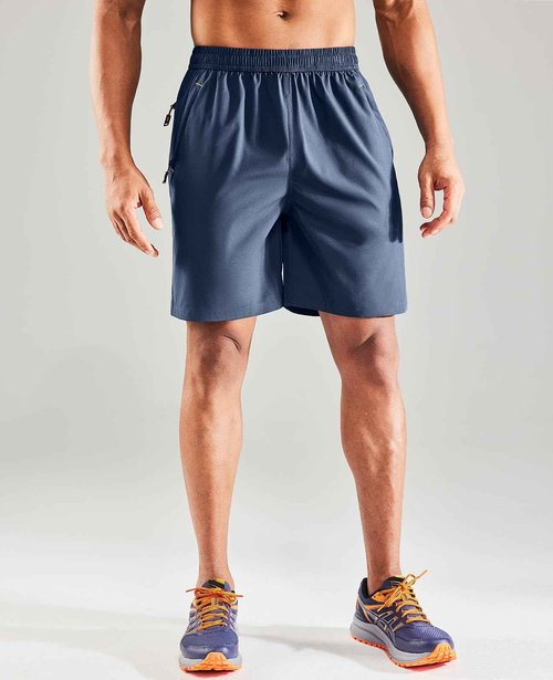 MIER Men's Athletic Shorts Dry Fit Workout 7" Lightweight Sports Gym Running Shorts Basketball Training with Zipper Pockets, Deep Blue, Medium