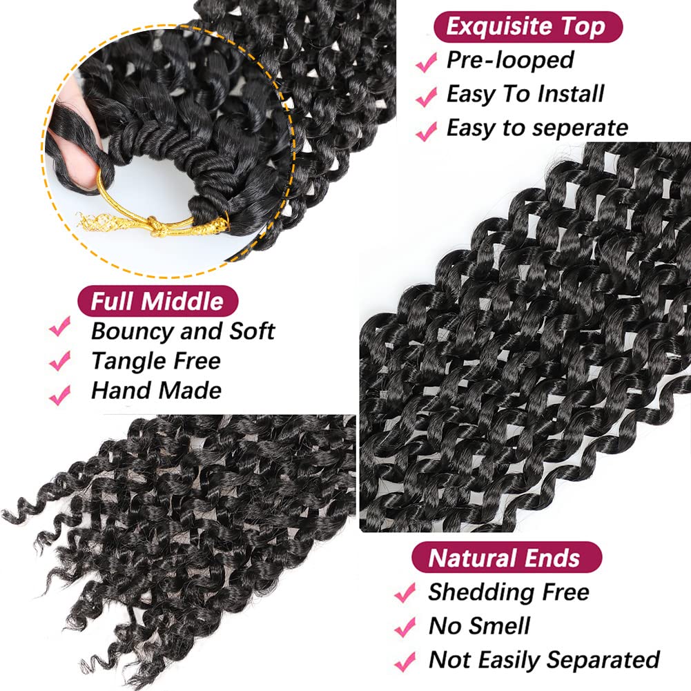 Passion Twist Hair Water Wave Crochet Hair For Black Women(30 Inch (Pack of 6), 1B#)