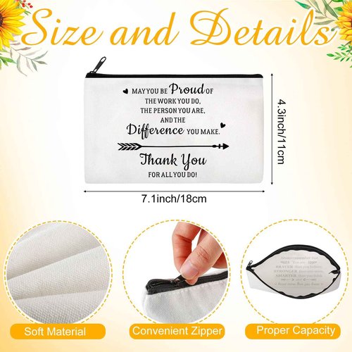 Hillban 20 Pieces Thank You Gift for Women, May You Be Proud of the Work You Do Makeup Bags Appreciation Gift for Coworker Employee Teacher Nurse Volunteer, Inspirational Cosmetic Bag with Zipper