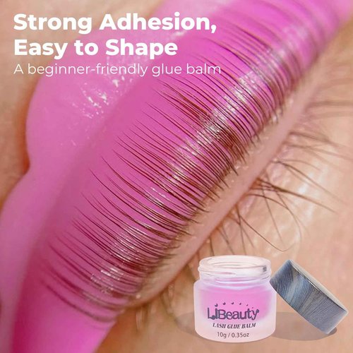 Libeauty Salon Choice Lash Lift Glue Balm, Super Sticky for Brow Lamination and Eyelash Perm, Gentle Fragrance, Water Soluble, Brush Included, Pink Peach