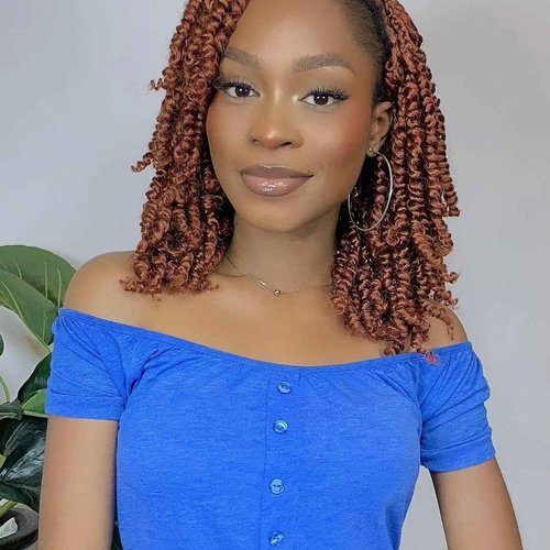 Passion Twist Crochet Hair 10 Inch Pre-twisted Short Crochet Passion Twist Hair, Pre Looped Passion Twist Crochet Braids Natural Brown，Bohemian Crochet Hair Extensions(10"-8P 30#)