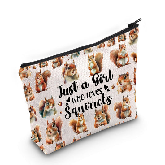 LEVLO Funny Squirrel Cosmetic Bag Animal Lover Gift Just A Girl Who Loves Squirrels Makeup Zipper Pouch Bag Squirrel Lover Gift (Squirrels)