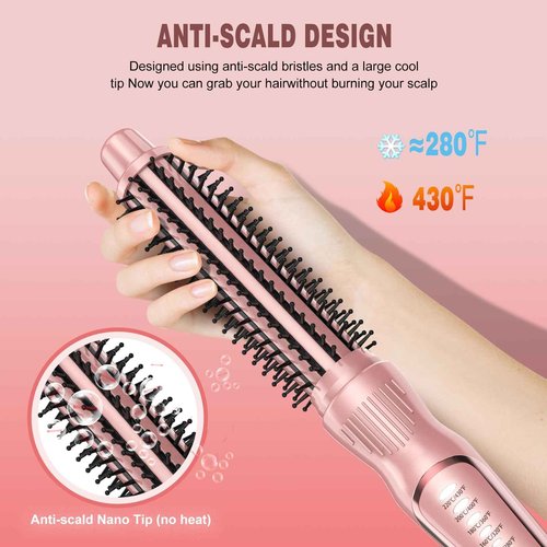 Thermal Brush, Heated Round Brush & Curling Iron with Ceramic Ionic Technology, Hair Tools for Volumizing & Styling, Travel-Friendly Hot Comb with Adjustable Temperature（Gold 1 inch）