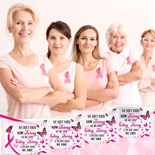 100 Pieces Breast Cancer Awareness Makeup Bags Bulk Pink Ribbon Cosmetic Pouches Breast Cancer Survivor Gifts for Woman Girls Multi Purpose Zipper Eva Waterproof Toiletry Pouch Bags (Vibrant Style)