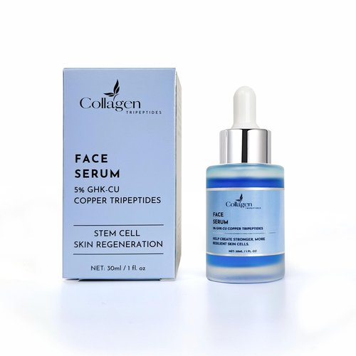 Collagen Tripeptides - 5% Copper Tripeptide-1 + Palmitoyl Tripeptides Face and Neck Serum Skin Revitalizer, Support Anti Wrinkle, Tightening, Collagen - For Men and Women