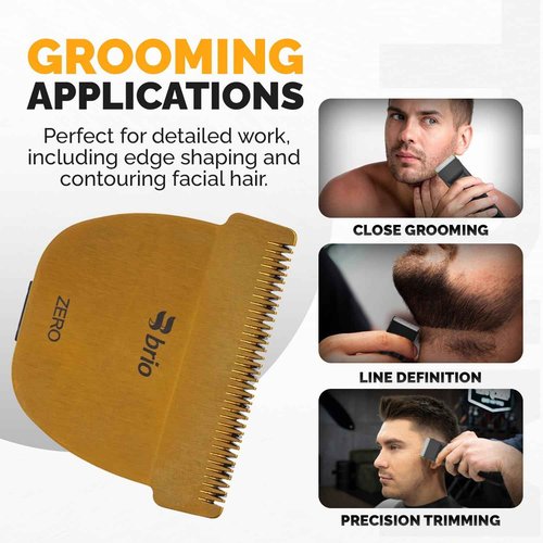 Brio Zero Blade Compatible Beardscape V2 & V1 Trimmers, Cuts Extremely Close at 0.2mm, Stainless Steel Blade Perfect for Super Close Cuts, Creating Tight Lines and Cleaning up Mustaches (Gold)