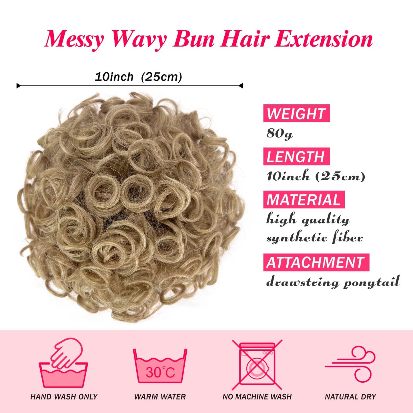 Adancyler Messy Bun Hair Piece Fluffy Large Curly Ash Blonde Hair Bun Drawstring Ponytail Extension 80 Gram Short Synthetic Hairpieces Pony Tails Hair Extensions for Women Daily Use(24/613#)