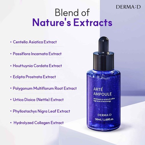 DERMA:D Azulene Ampoule with Vitamin C – Soothing & Hydrating Korean Face Serum – Supports a Brighter, Firmer-Looking Complexion – Anti-Aging Skincare 1.69 fl oz