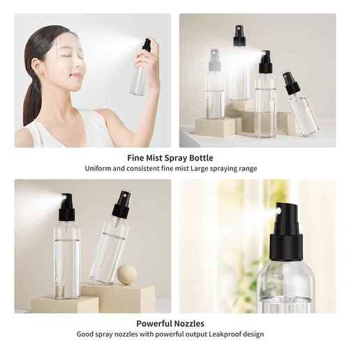 EPHECH 50PCS Small Spray Bottle, 4oz/120ml Travel Spray Bottle Clear Fine Mist Spray Bottles Plastic Empty Refillable Spray Bottles for Skin Care, Hair Care, Plant Care & Home Cleaning