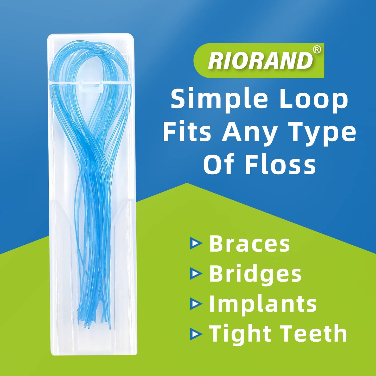 RioRand Floss Threaders,Essential Tool for Maintaining Oral Health with Braces, Bridges, and Implants 100 Count (Pack of 2)