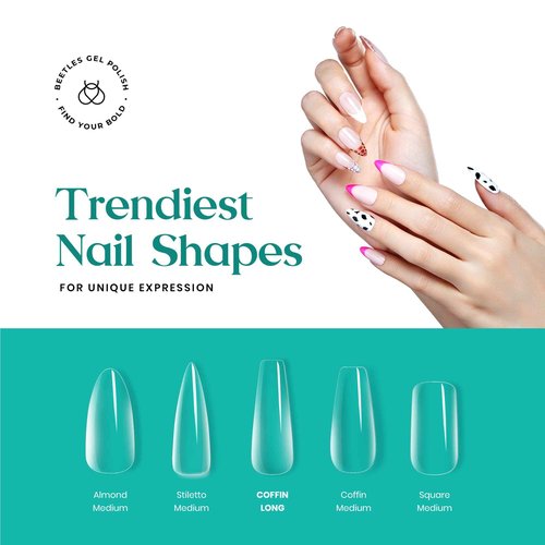 beetles Gel Polish Nail Set 6 Colors Sandstorm Collection Nude Pink Peach Brown Natural Manicure Kit & Beetles Gel Nail Kit Easy Nail Extension Set 5 In 1 Nail Glue Gel Base Coat with Nail Tips