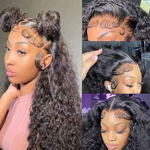 Edwad Deep Wave Lace Front Wigs Human Hair 28 inch 180 Density 13X4 HD Deep Curly Lace Front Human Hair Wig Lace Frontal Wigs for Women