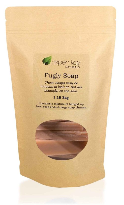 Aspen Kay Naturals - 1 Pound Bag of Fugly Soap, a Mixture of Dented & Imperfect Soap Bars, Soap Ends & Chunks. Natural & Organic Ingredients. (Turmeric)