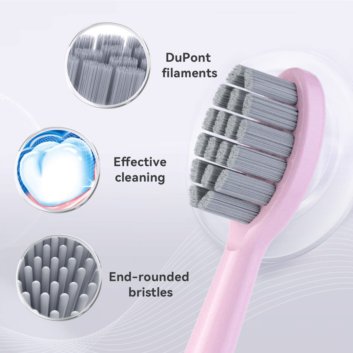 JTF Sonic Smart Toothbrush Genuine Gentle Brush Heads, 3 Pack, Pink, P200