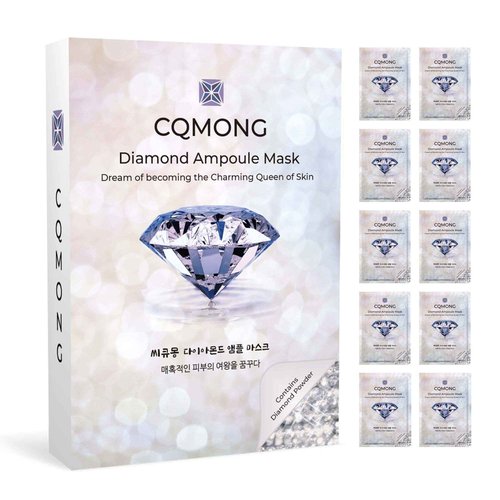 CQMONG Diamond Ampoule Sheet Mask (30g x 10pcs), Korean Face Facial Masks, Glossy & Elastic Skin, Hydrating, Soothing, Nourishing, Collagen & Hyaluronic Acid, Smooth Sheet