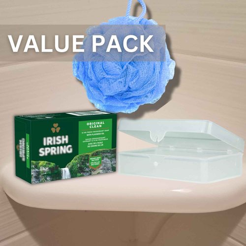 Irish Spring Bar Soap (20 PACK) Original Clean - Includes Bar Soap Holder & Loofah - Large 4 OZ Soap Bars, Original Clean Body Soap, Mens Bar Soap w/Soap Bar Holder & Loofah Sponge