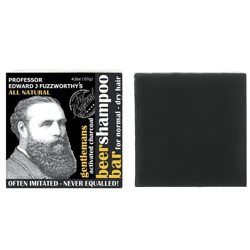 Professor Fuzzworthy's Activated Charcoal Shampoo Bar & Magnetic Soap Holder Gift | 100% Natural Men's Grooming Kit with Organic Ingredients- Eco Friendly Wooden Soap Dish for Shower Bath Kitchen