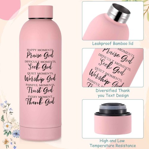 Shinylin 7 Pcs Christian Gift for Women Faith, Inspirational Religious Christmas Gifts, Catholic Tote Bag Makeup Bag Pens(Pink)
