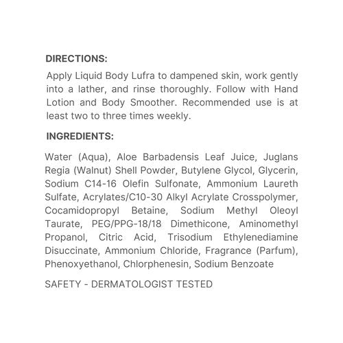 Nu Skin Liquid Body Lufra | Exfoliating and Face Moisturizer, Body Wash For Skin Care | With Ground Walnut Shells, Aloe Vera, Glycerin | Wet skin with Water-work into lather-rinse | 8.4 Fl Oz | 1 Pack