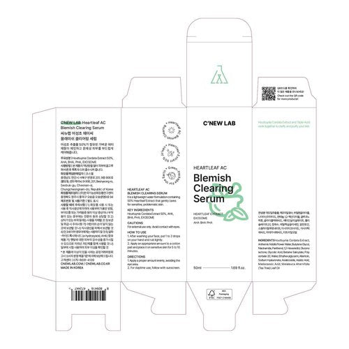 C’NEW LAB Heartleaf AC Blemish Clearing Serum 50ml (1.69 fl.oz.) | Soothing & Skin Texture Refining Serum, Oil Control, Lightweight Essence | Heartleaf Extract, Niacinamide 5%, Korean Skin Care
