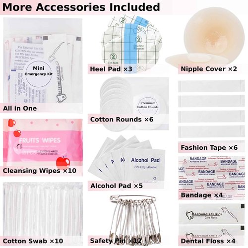 Wedding Day Emergency Kit for Bride, 39 Pc Essential Items for Brides Daily Use Women Wedding Gift, Travel Kit Personal Care Survival Set with Bride Makeup Bag - Wedding Emergency Kit Supplies (Pink)