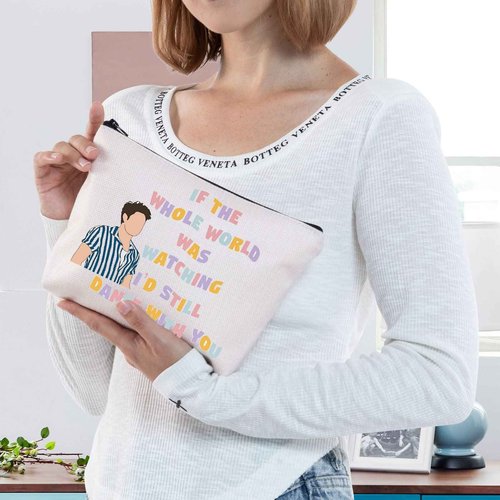 BWWKTOP Singer Lyrics Makeup Bag Singer Album Gifts If The Whole World Was Watching I'd Still Dance With You Makeup Zipper Pouch Bag (If the Whole)