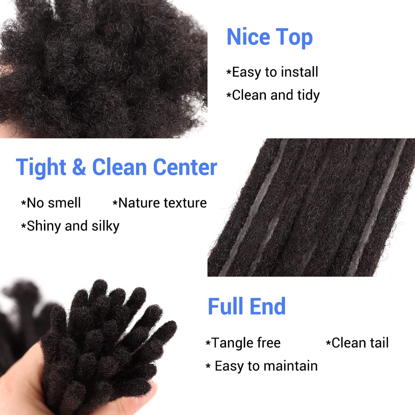 Orientfashion Human Hair Dreadlocks Extensions Natural black Traditional Locs Extensions Can Bleach And Dye (8inch 0.4cm 40locs,1b)