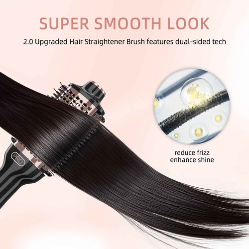 DORISILK 2.0 Upgraded Hair Dryer Brush Blow Dryer + Smooth Heated Comb, One Step Hot Air Brush Hair Straightener, 4 in 1 Blowout Hair Dryer and Styler Volumizer Straightener Curler, Rose Gold + Black