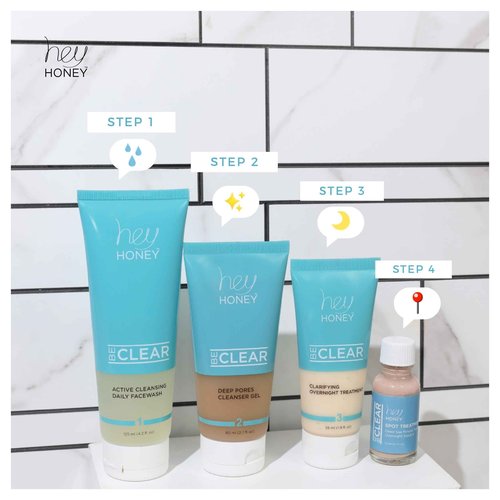Hey Honey Skin Care Be Clear Acne Control Deep Pore Cleanser with Propolis, Tea Tree Oil & Green Tea | Pore Minimizer Face Wash for Oily Acne Prone Skin | 2.7 Oz