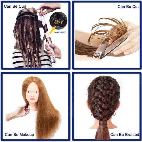Mannequin Head Human Hair, 26 Inch Mannequin Head with Hair and Stand, 60% Real Hair Mannequin Head for Kids, Cosmetology mannequin head for braiding, Mannequins Doll Head to Practice Hairstyles