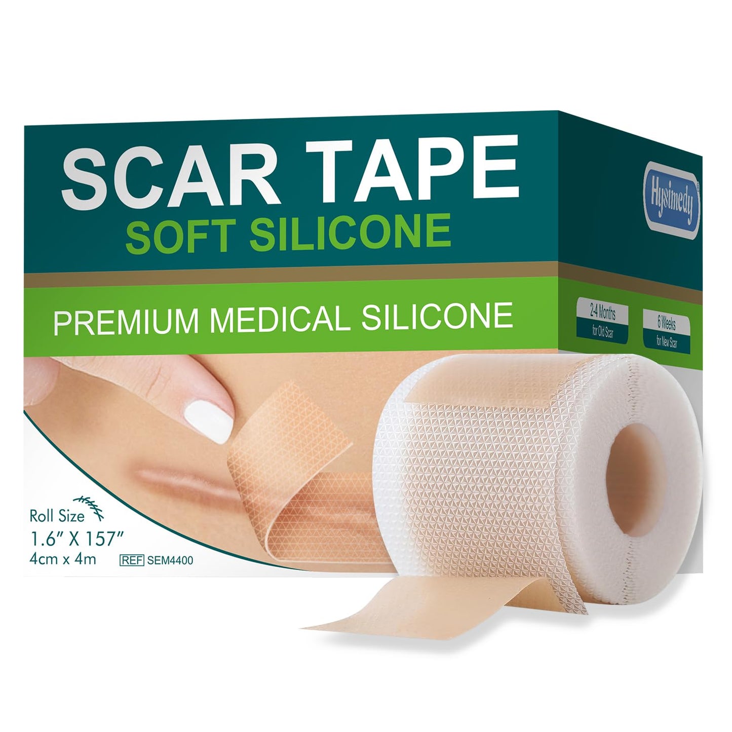 Medical Grade Silicone Scar Tape for Surgical Scars (1.6" x 157" - 4M) Professional Silicone Scar Sheets Scar Treatment for Face Wrinkles, C Section Recovery, Keloid Bump Removal Silicone Scar Patches