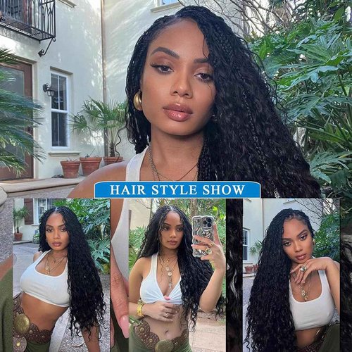 Human Braiding Hair for Boho Braids Human Hair 50g 24 Inch Boho Human Braiding Hair Curly 12A Deep Wave Bulk Bohemian Knotless Braids 1 Bundle Natural Color