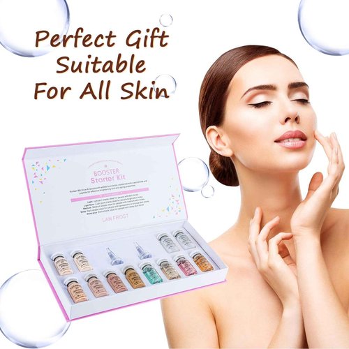 BB Facial Glow Starter Kit Hyaluronic Acid Serum Foundation Skincare Mix Kit 0.27oz Hyaluronic Ampoule and Essence Foundation, 12 Vial Pigment Skincare Kit with Serum
