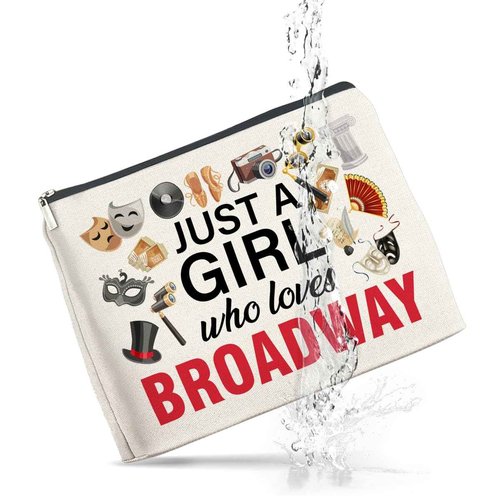 UPNEGE Broadway Gifts Makeup Bag Theater Gifts for Women Performer Cosmetic Bag Drama Gifts Just a Girl Who Loves Broadway Zipper Makeup Pouch, polychrome