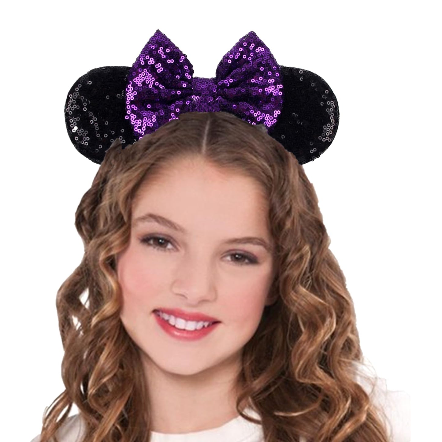 JOYFISCO Mouse Ears Headbands Shiny Bow Mouse Ears Headband Glitter Party Princess Decoration Cosplay Costume for Women Girls