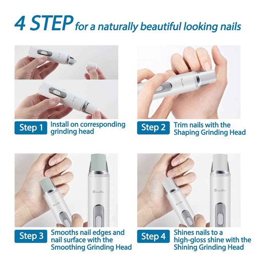DenniesCare Electric Nail Buffer and Replacement Grinding Heads Bundle, Filing, Buffing and Shining