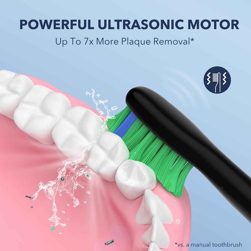 ARISSON Sonic Electric Toothbrush for Adults and Kids with 4 Brush Heads, Type C Fast Charging, Denture Toothbrush, Denture Cleaning Brush, Desert Sand + Midnight Black